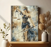 1pc Wooden Framed Canvas Art - Goddess Lady Justice Watercolor Painting, Satin Finish, Large Wall Decor for Office or Classroom, Perfect for Room Decoration, High-Quality Framed Canvas Art